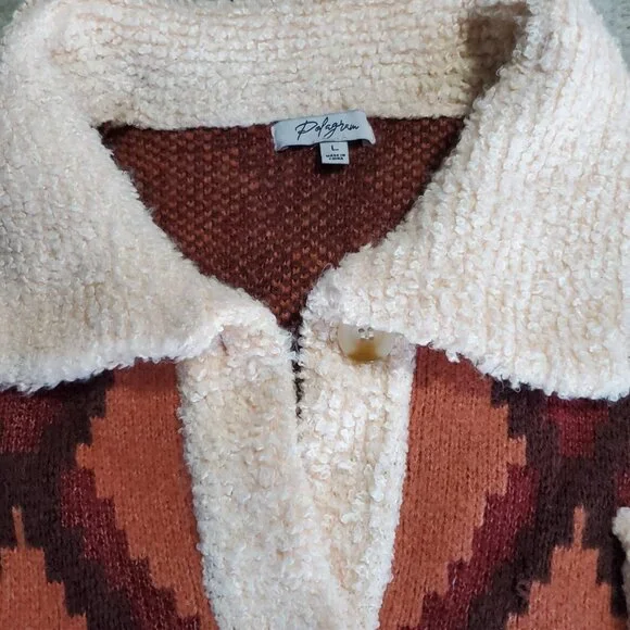 Polagram Parkside Knit Shacket Sherpa Trim Thick Winter Coat Women’s L - Picture 8 of 11